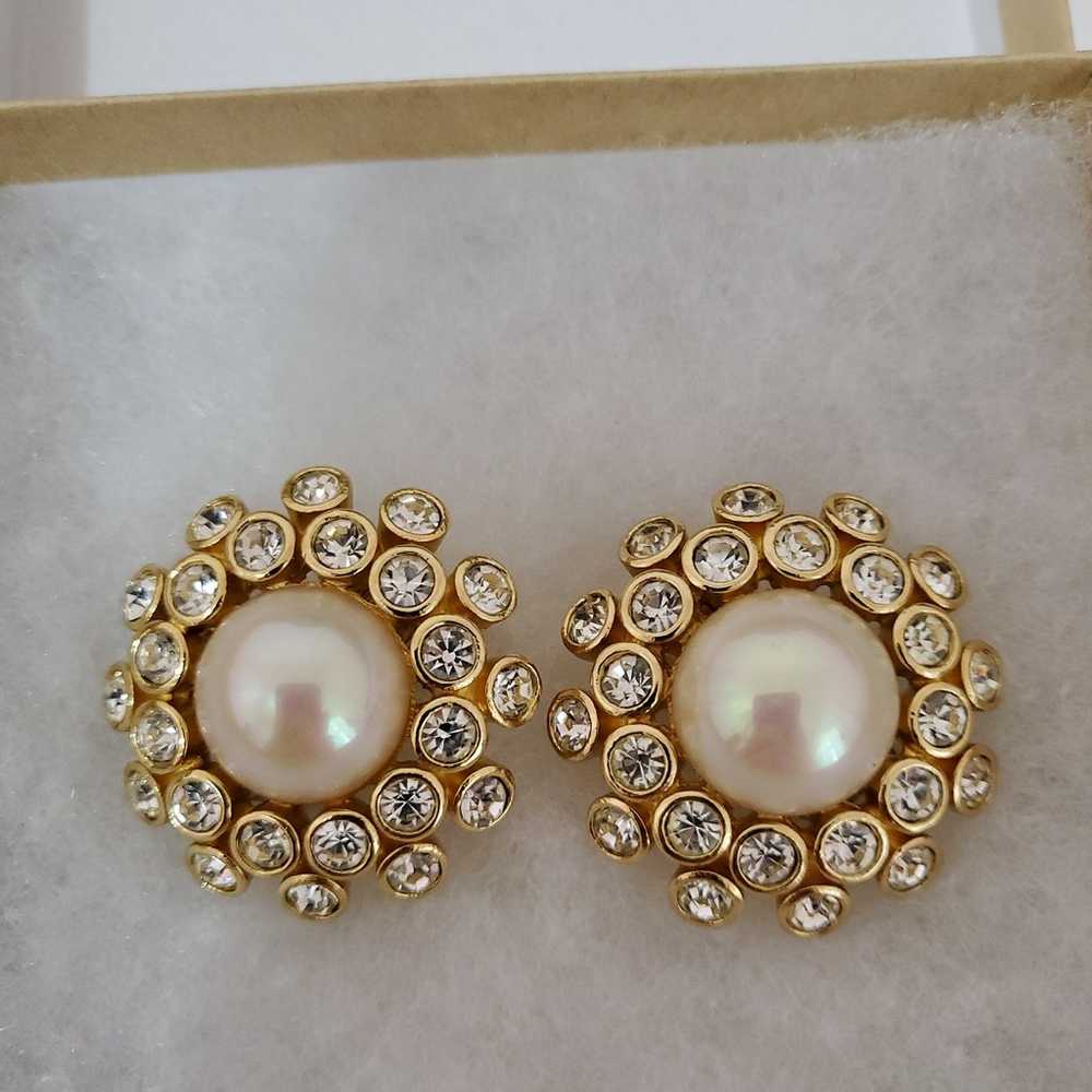 AuthLIKE NEW Christian Dior Vintage Gold Pearl Rh… - image 2