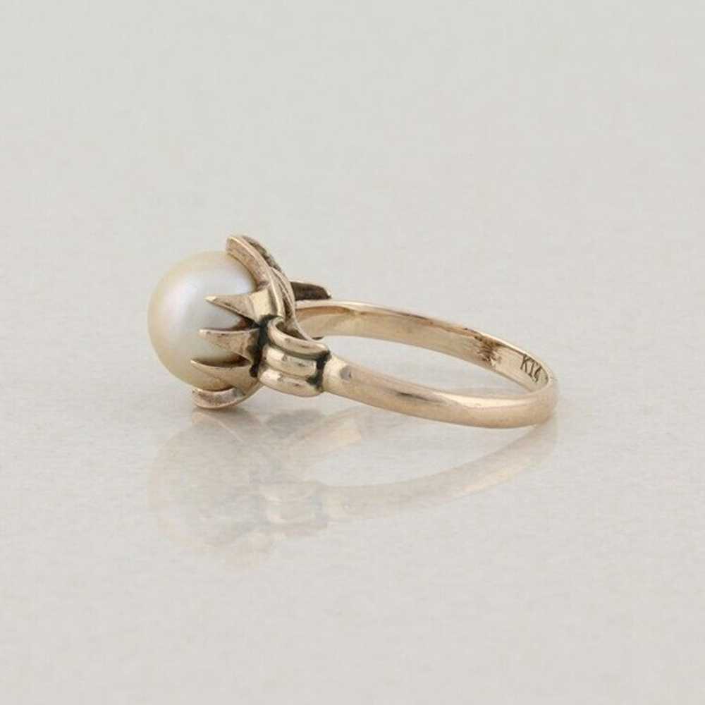 14k Yellow Gold Freshwater Pearl Ring Antique Art… - image 7