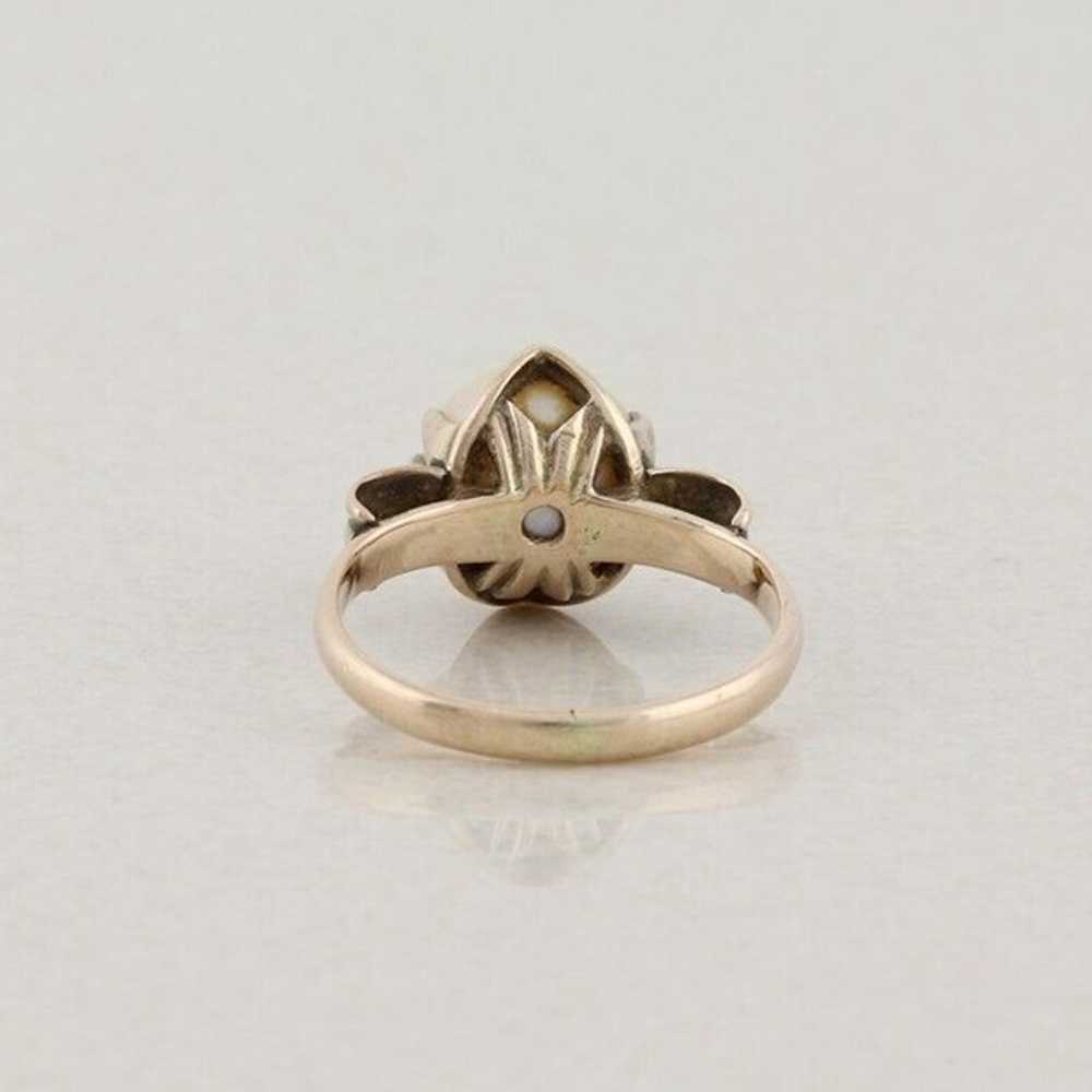 14k Yellow Gold Freshwater Pearl Ring Antique Art… - image 9