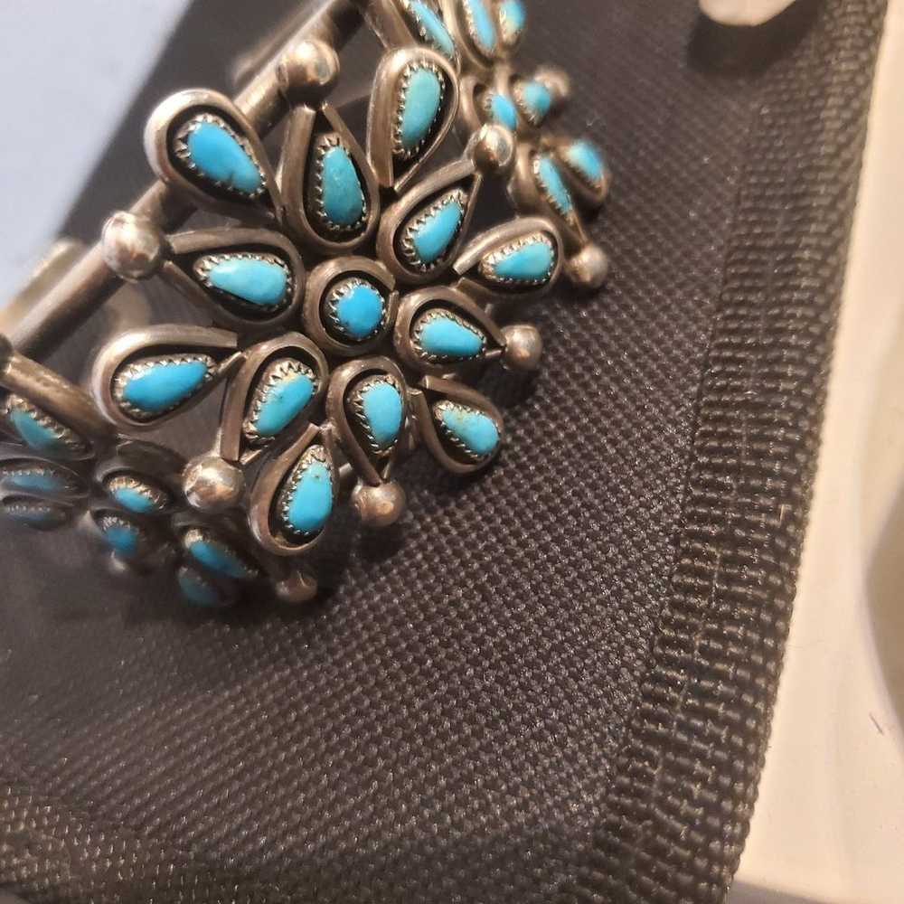 Navajo Indian terquoise and silver Cuff Bracelet - image 2