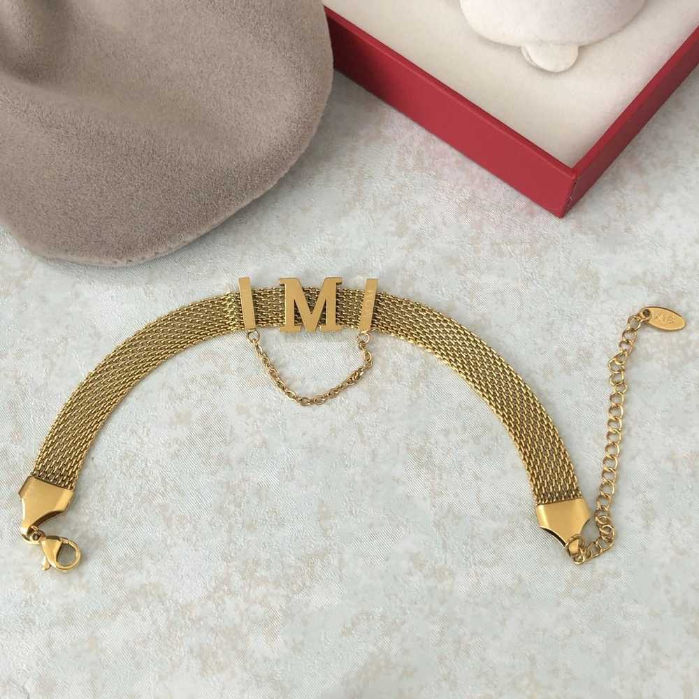 18K Real Yellow Gold Bracelet - image 2