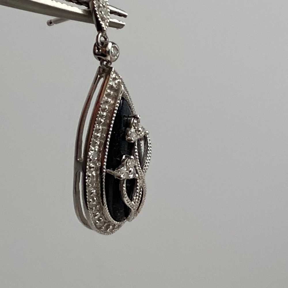 10K White Gold Black Onyx and 0.25ct twt Diamond … - image 10