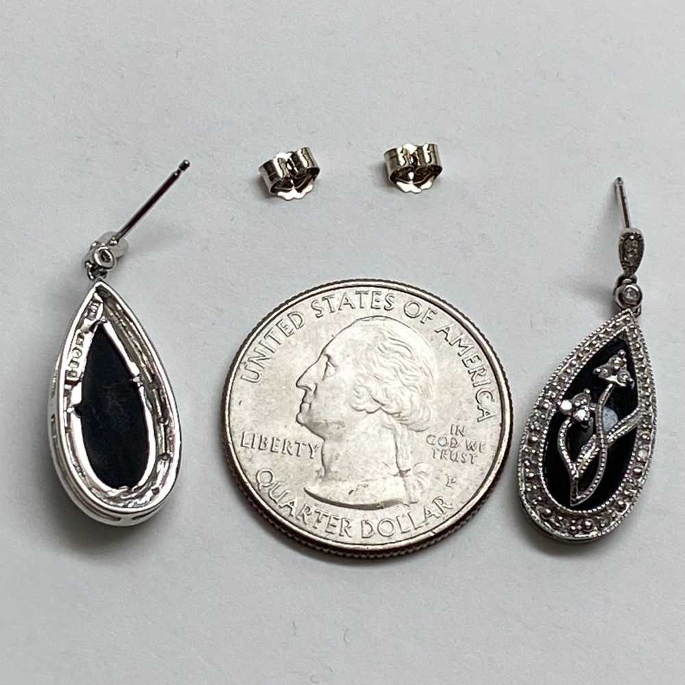 10K White Gold Black Onyx and 0.25ct twt Diamond … - image 3