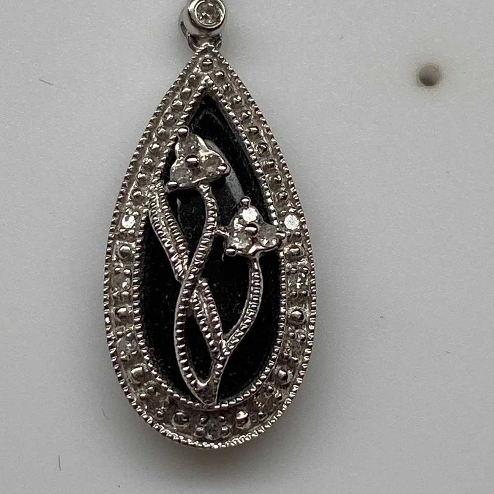 10K White Gold Black Onyx and 0.25ct twt Diamond … - image 9