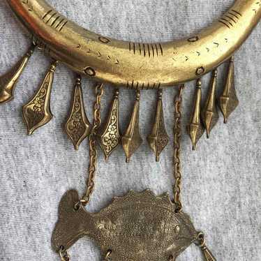 Vintage tribal fish necklace Fringe - image 1