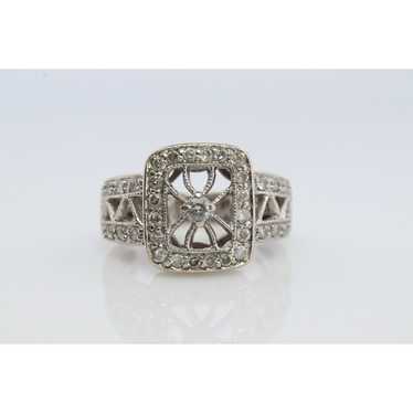 14k Filigree diamond shield ring. 14k Vintage dia… - image 1