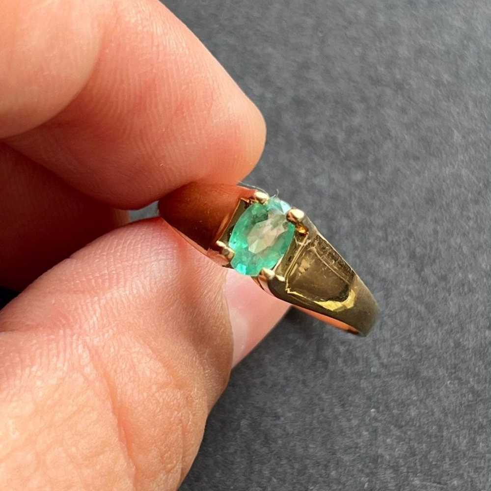 14k Natural Emerald Ring - image 11