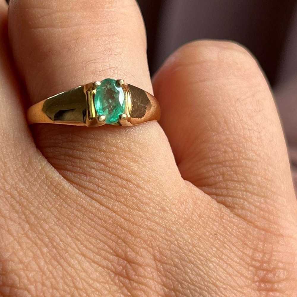 14k Natural Emerald Ring - image 5