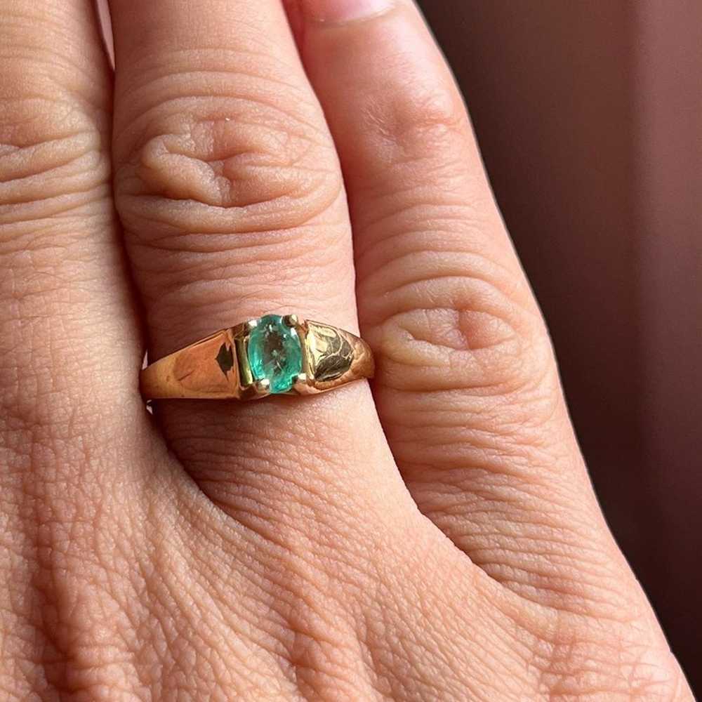 14k Natural Emerald Ring - image 8