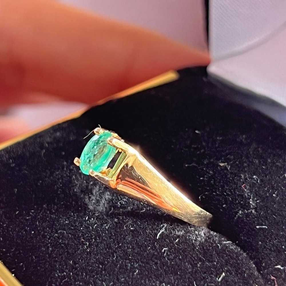 14k Natural Emerald Ring - image 9