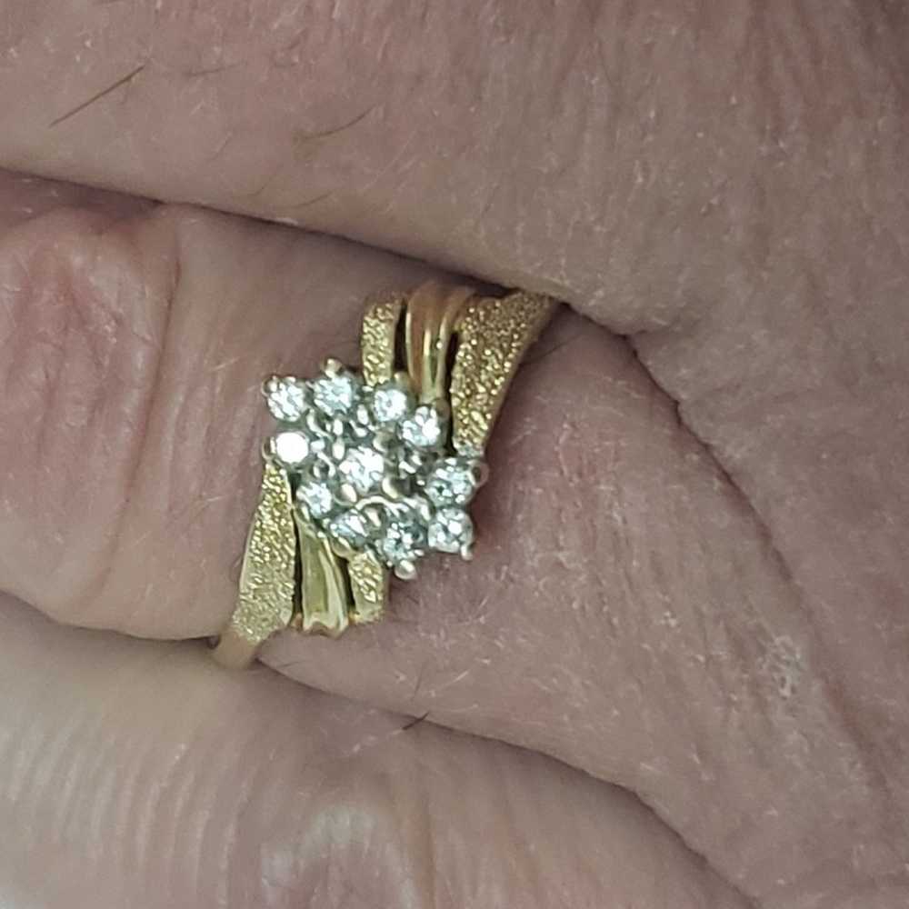 Estate Vintage 14k Yellow Gold .24cttw Diamond Ri… - image 3