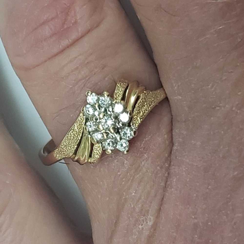 Estate Vintage 14k Yellow Gold .24cttw Diamond Ri… - image 4