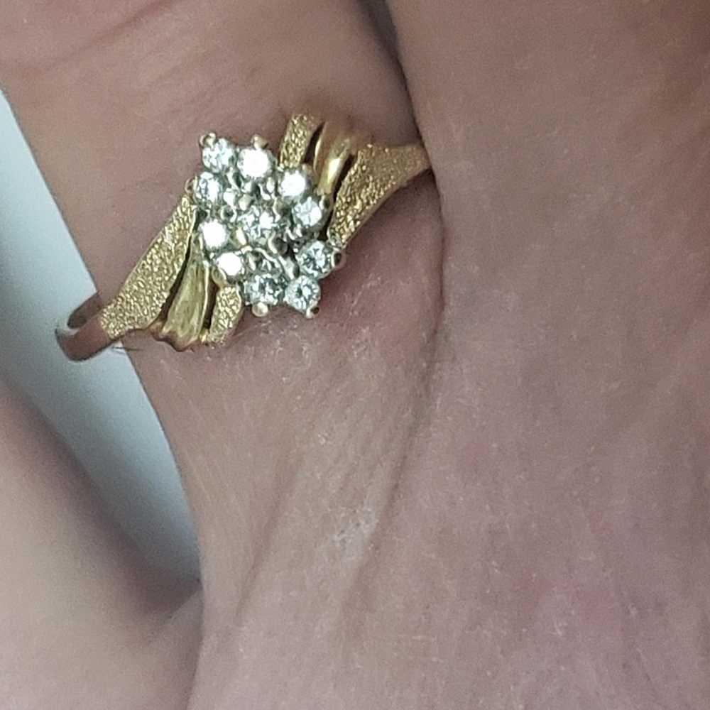 Estate Vintage 14k Yellow Gold .24cttw Diamond Ri… - image 5