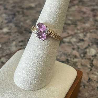 14k yellow gold & vintage african pink sapphire r… - image 1