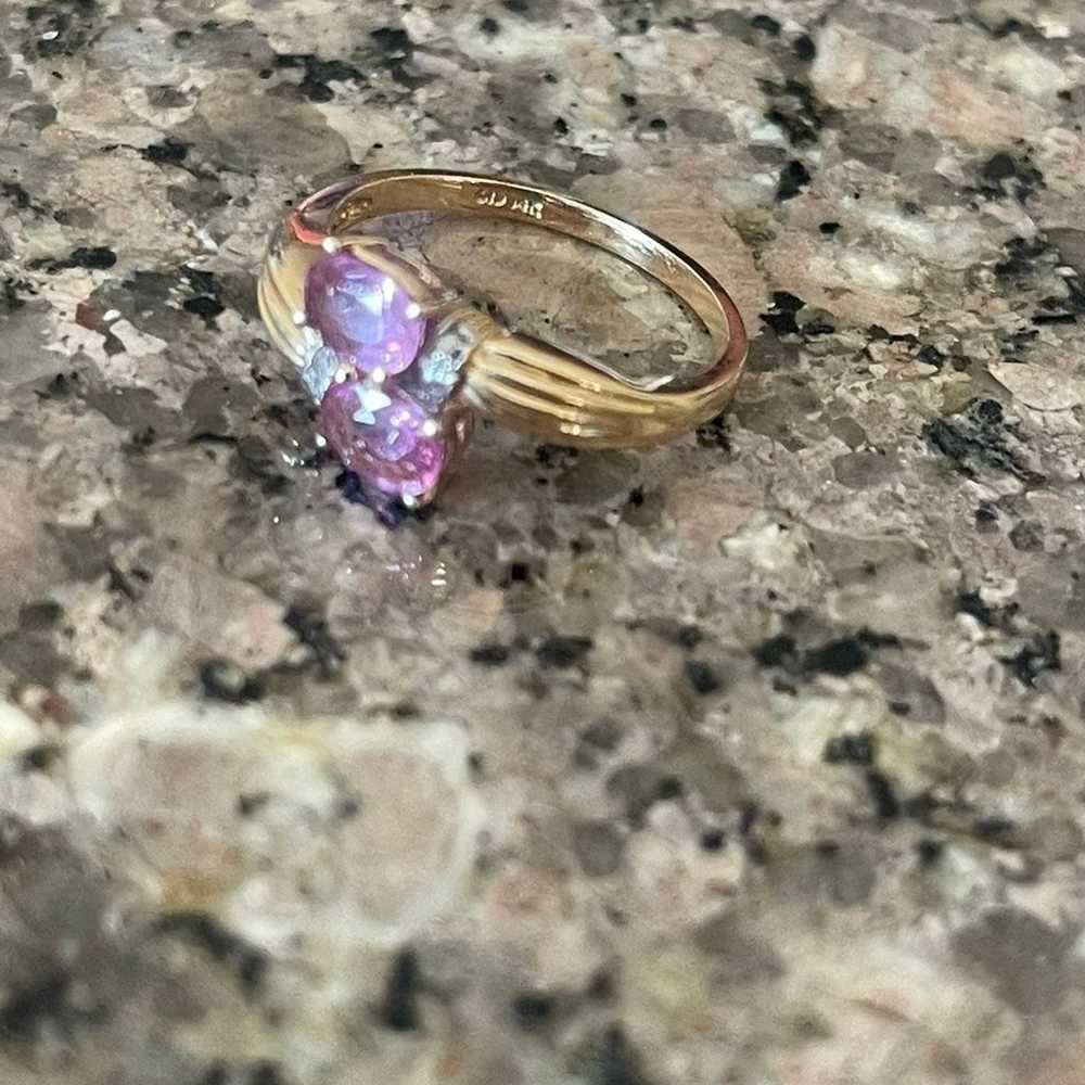 14k yellow gold & vintage african pink sapphire r… - image 2