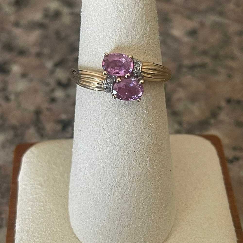 14k yellow gold & vintage african pink sapphire r… - image 3