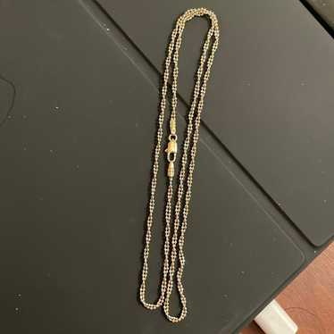 19” 14K yellow & white gold twisted ball chain - image 1