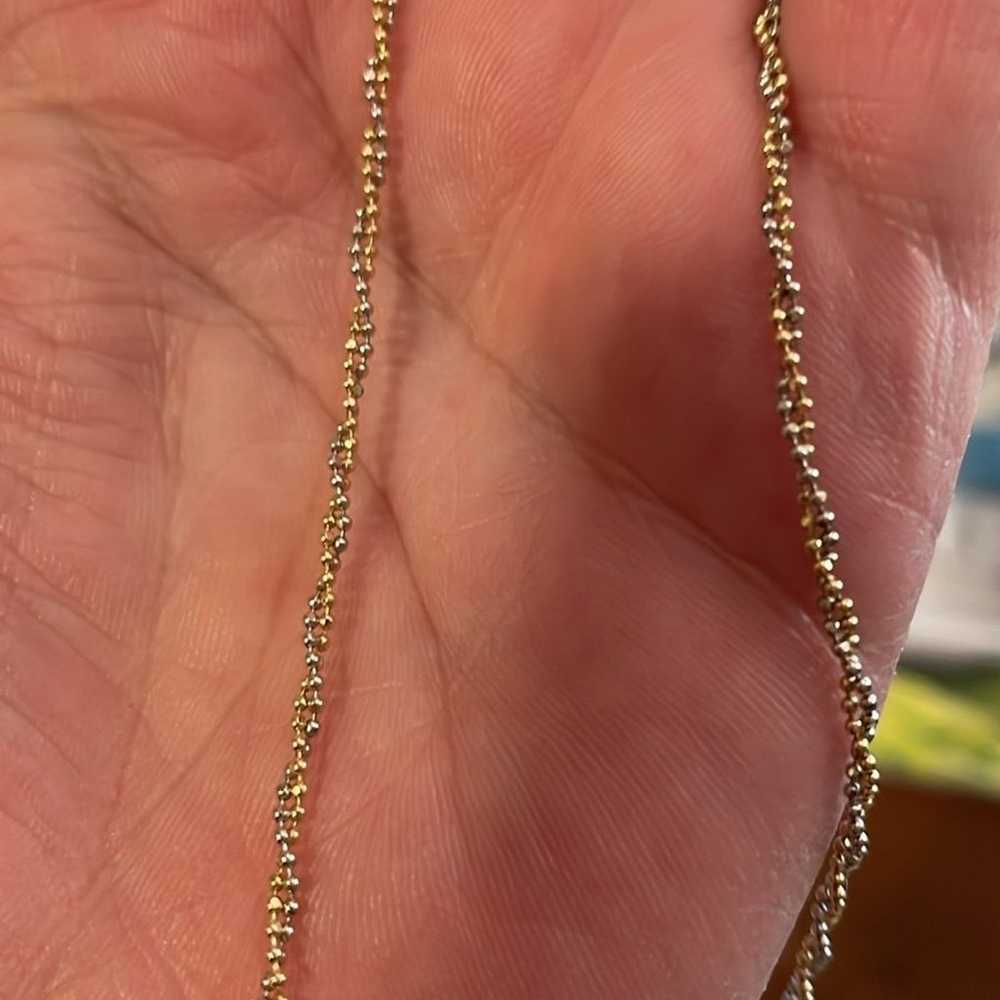 19” 14K yellow & white gold twisted ball chain - image 3