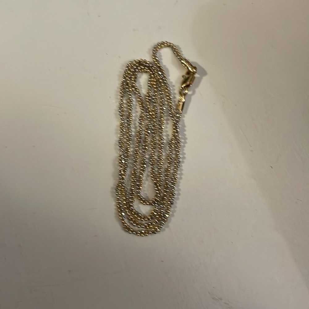 19” 14K yellow & white gold twisted ball chain - image 4