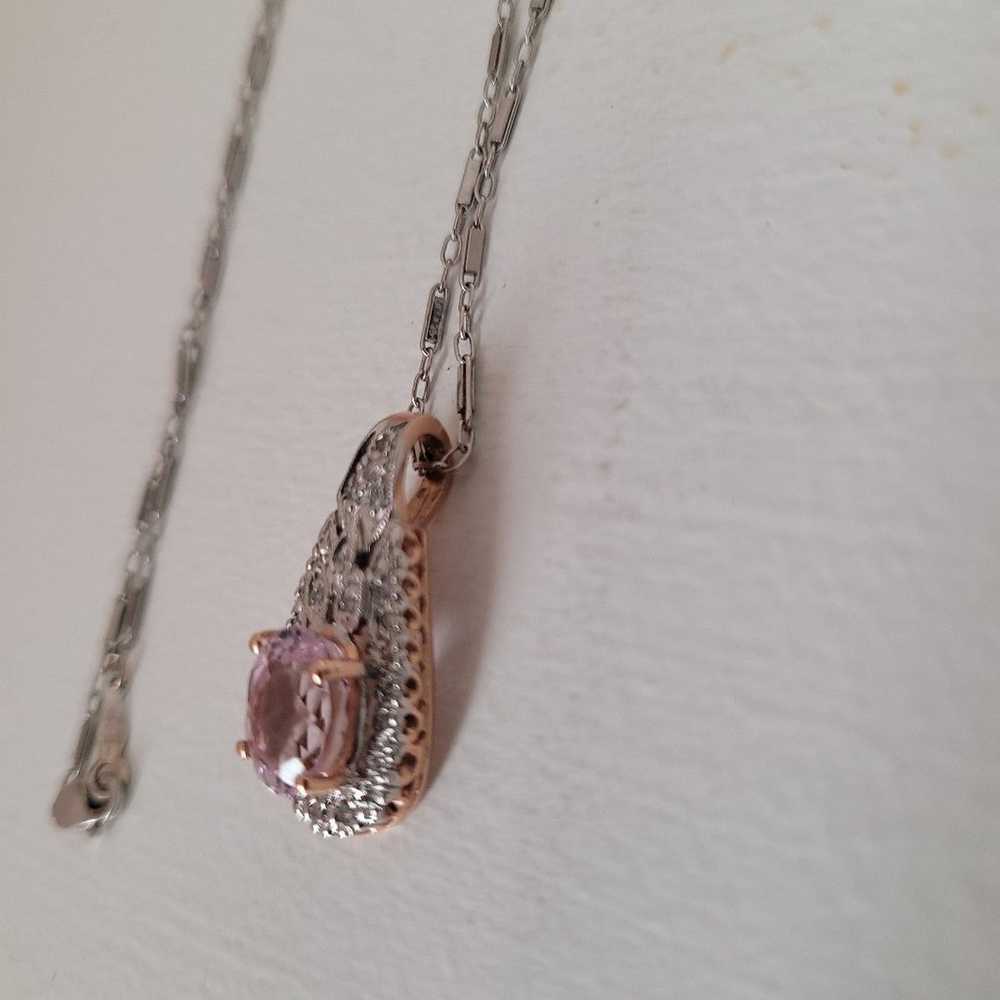 Kunzite and Diamond necklace in white and rose go… - image 2