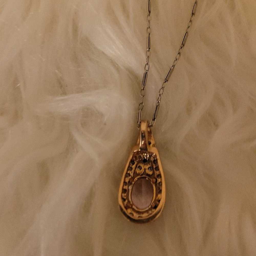 Kunzite and Diamond necklace in white and rose go… - image 6