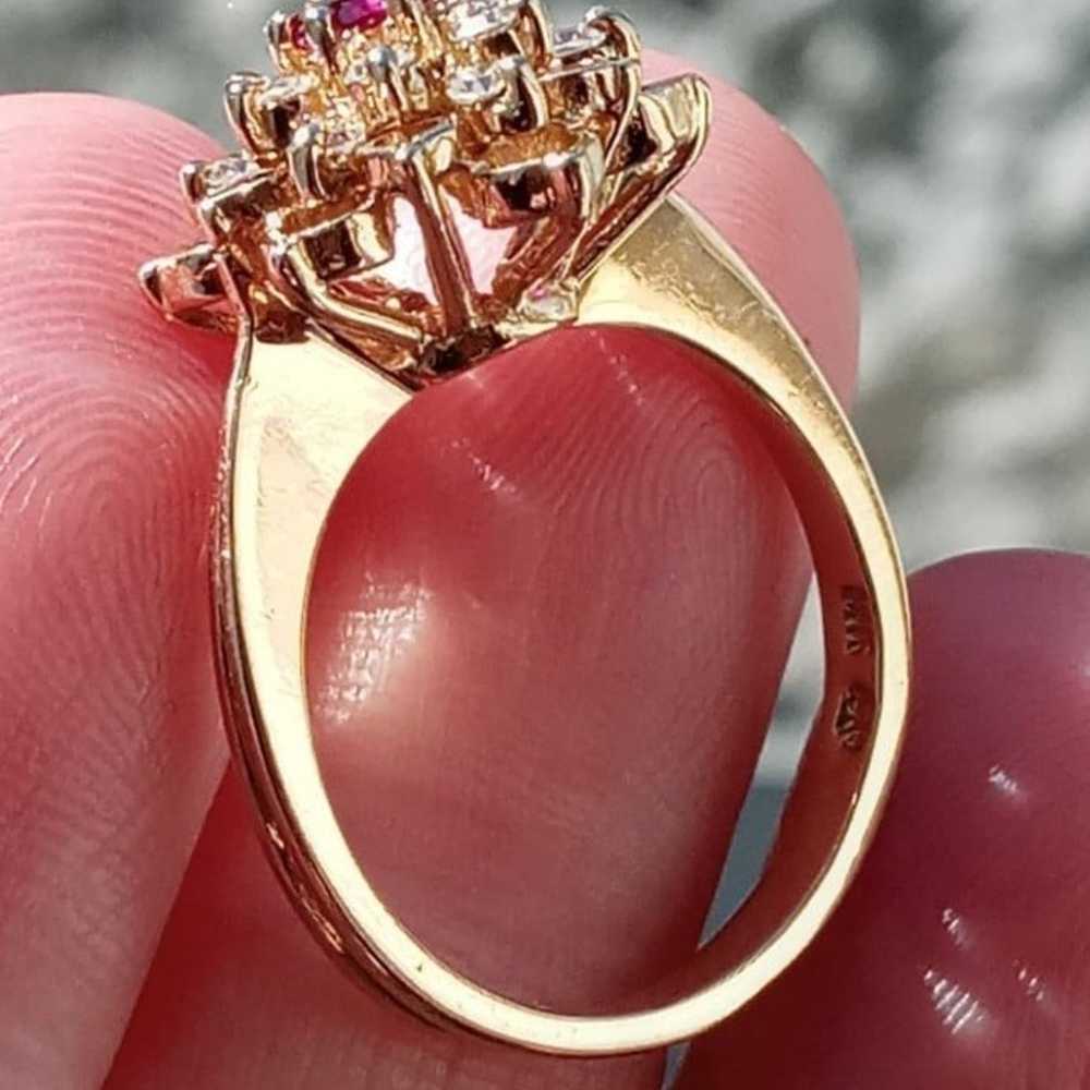 14k gold Ruby & diamond Vintage ring - image 10