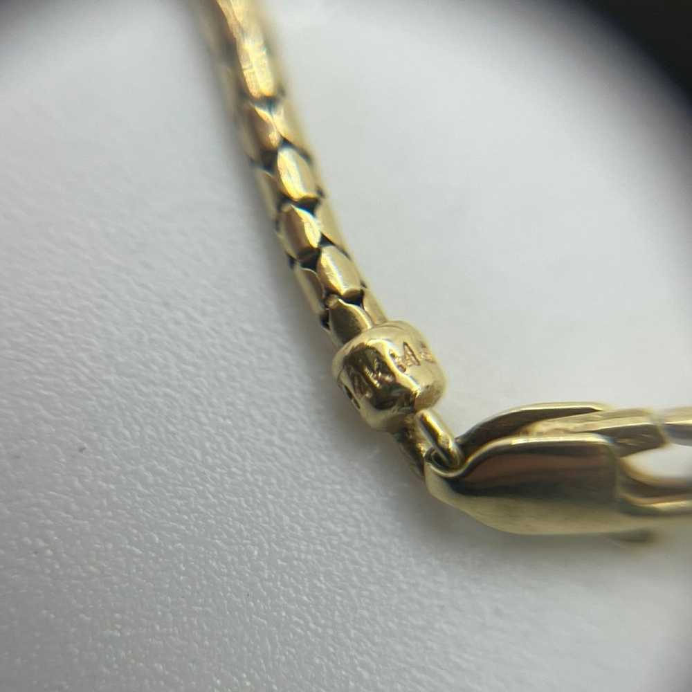 14K Gold Puffy Heart Diamond Charm Pendant Chain … - image 8