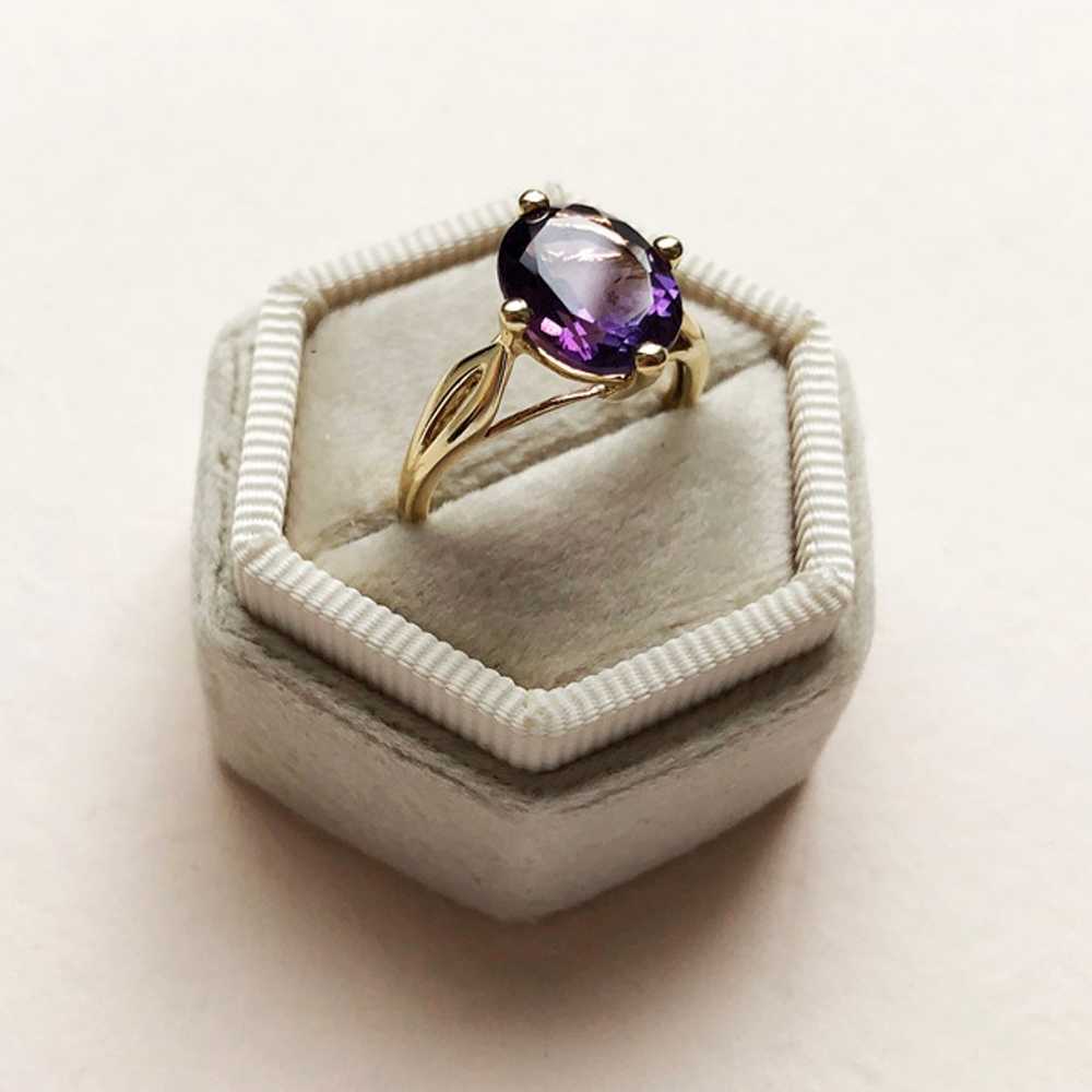 Oval amethyst ring 14K gold sz 5 1/4 US, large co… - image 10