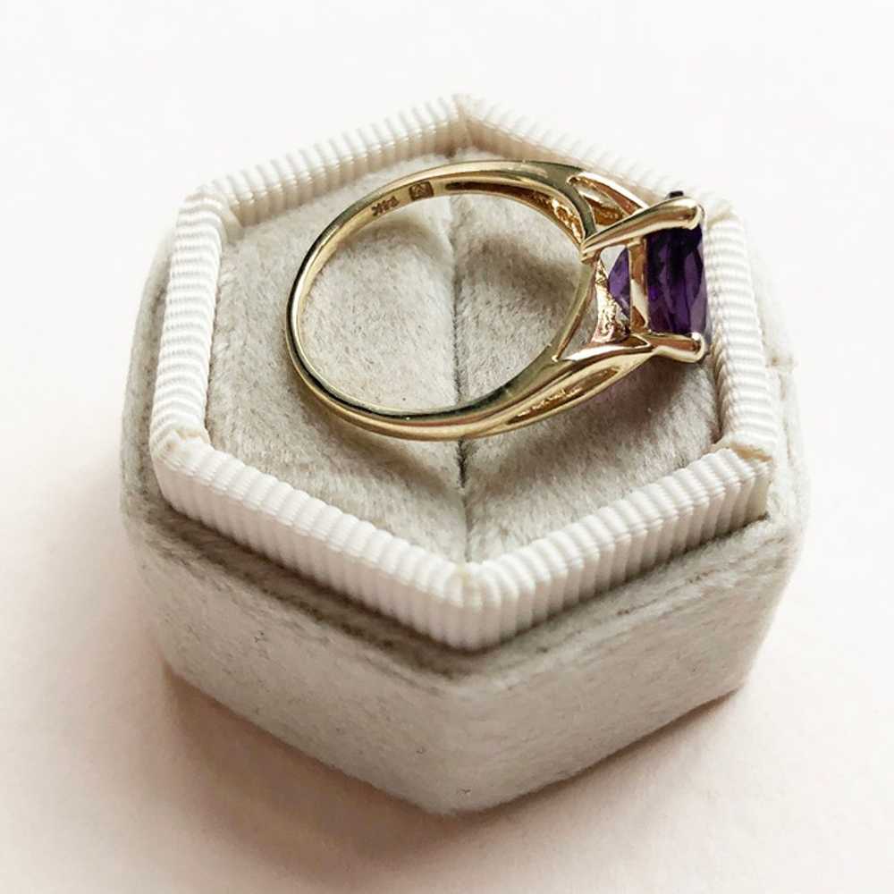 Oval amethyst ring 14K gold sz 5 1/4 US, large co… - image 11