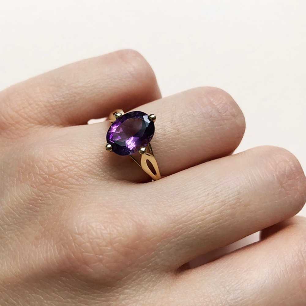 Oval amethyst ring 14K gold sz 5 1/4 US, large co… - image 3