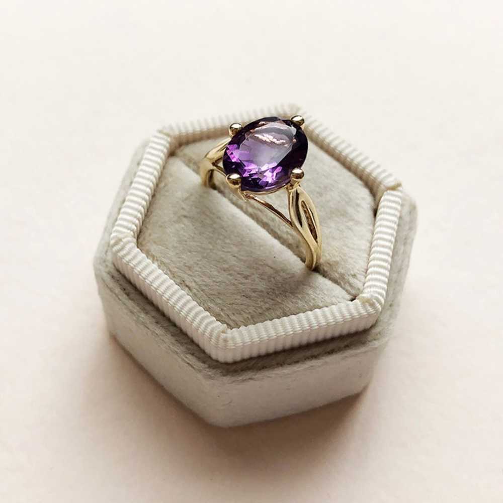 Oval amethyst ring 14K gold sz 5 1/4 US, large co… - image 4