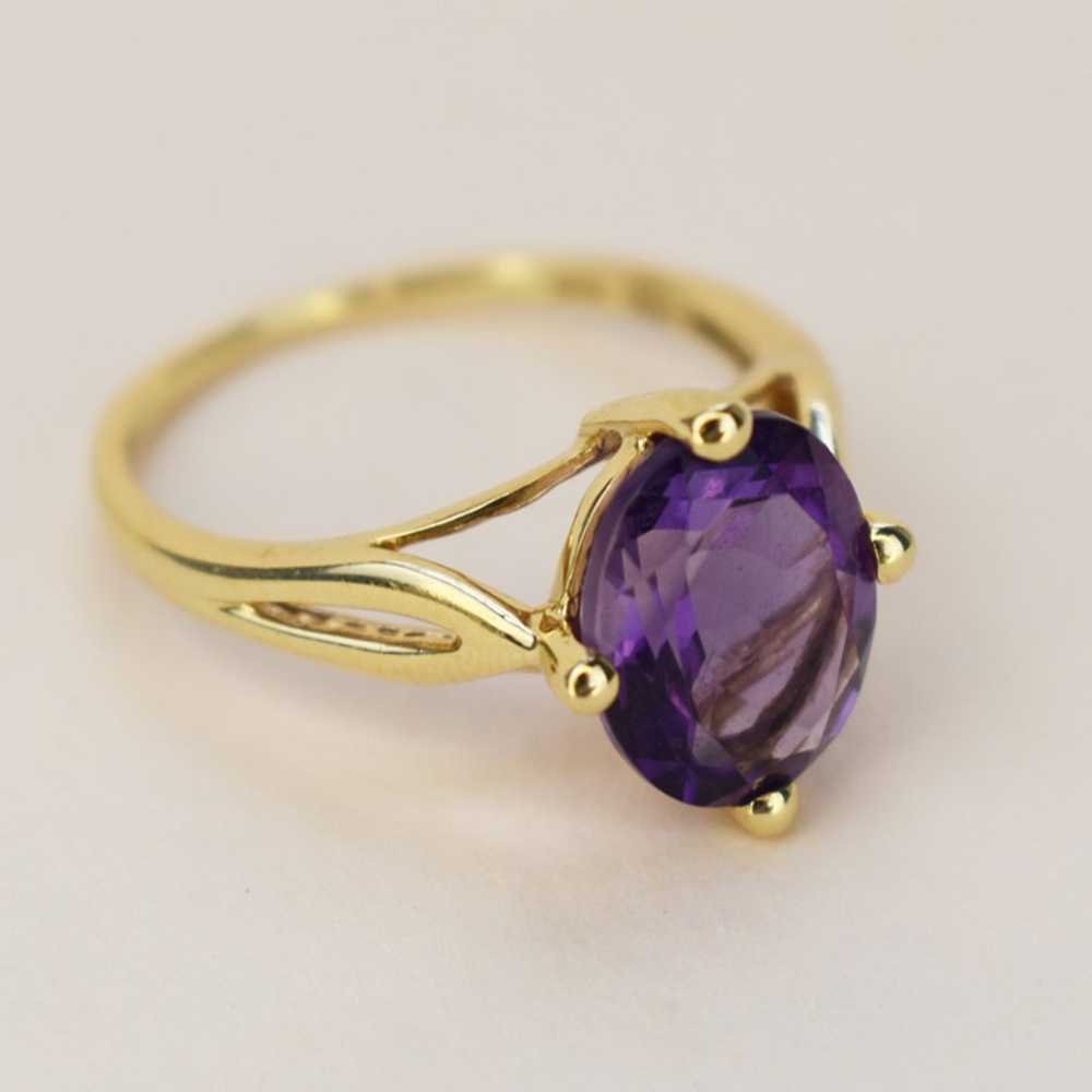 Oval amethyst ring 14K gold sz 5 1/4 US, large co… - image 6