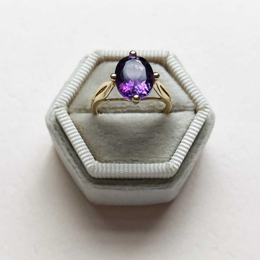 Oval amethyst ring 14K gold sz 5 1/4 US, large co… - image 7