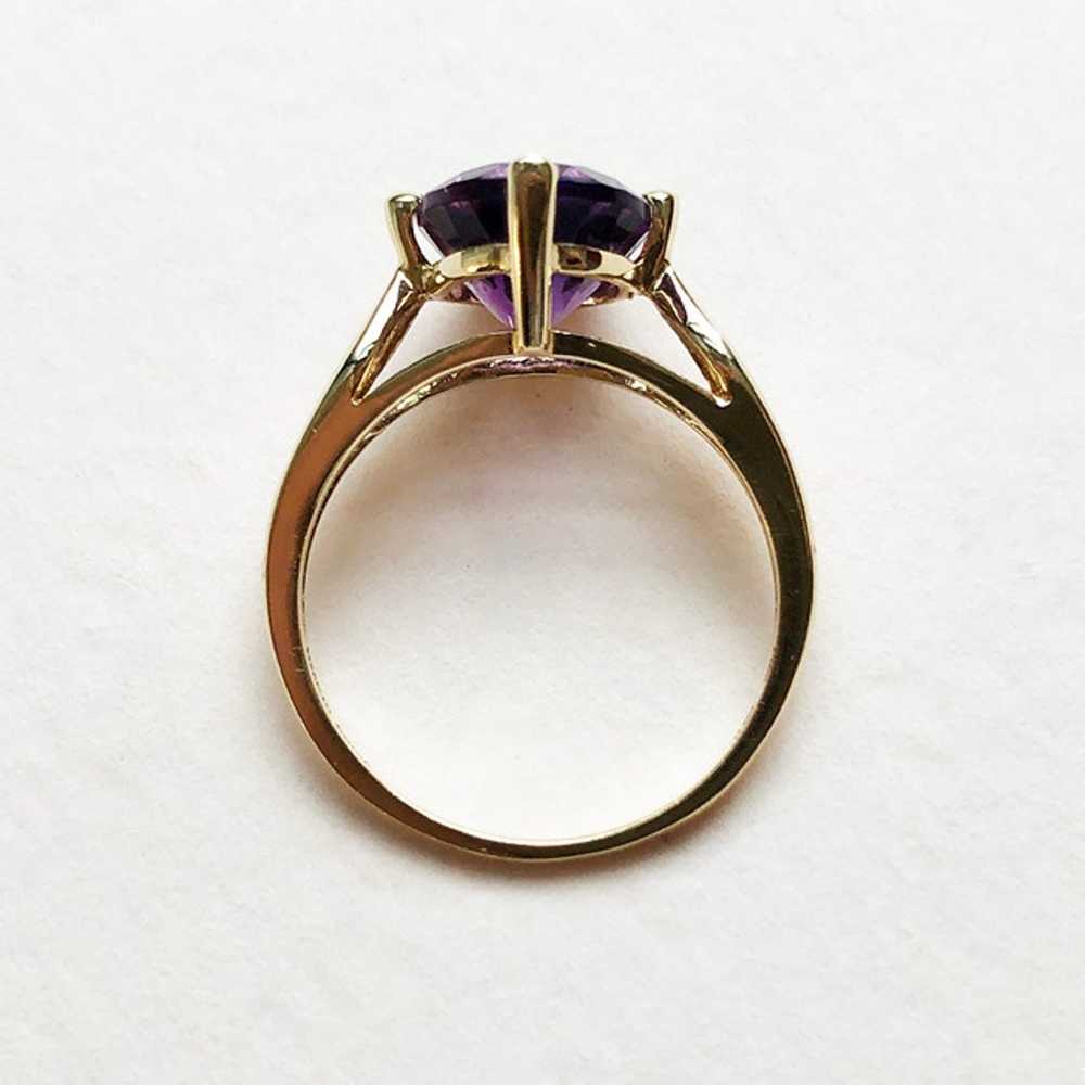 Oval amethyst ring 14K gold sz 5 1/4 US, large co… - image 9