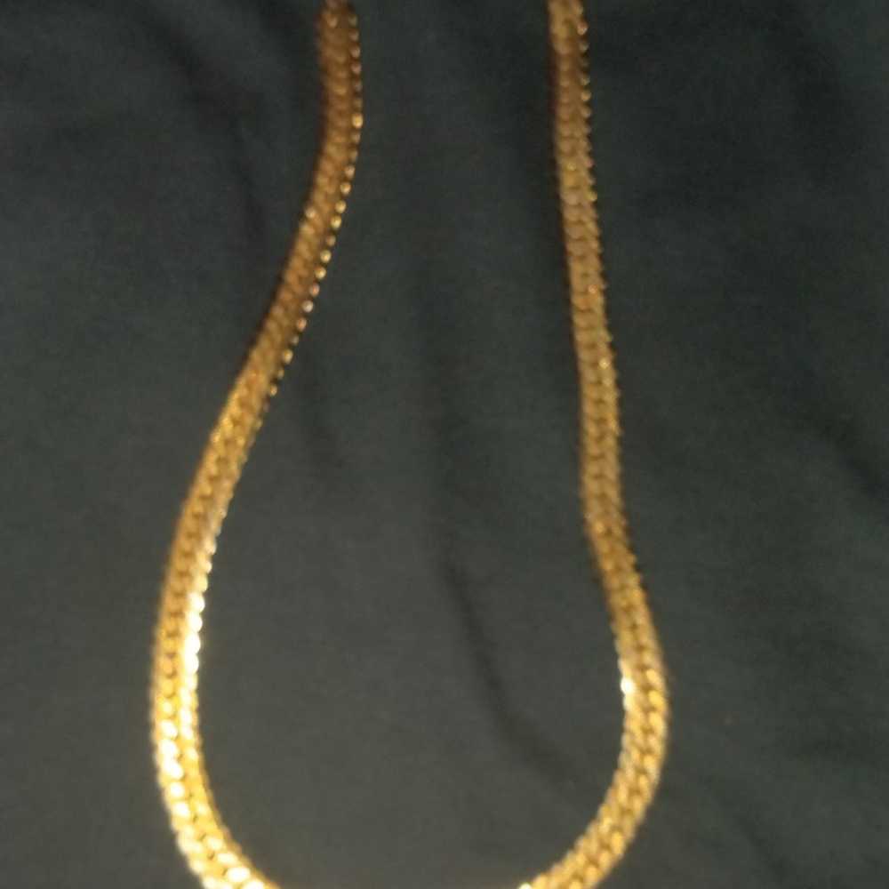 Vintage flat link gold chain - image 1