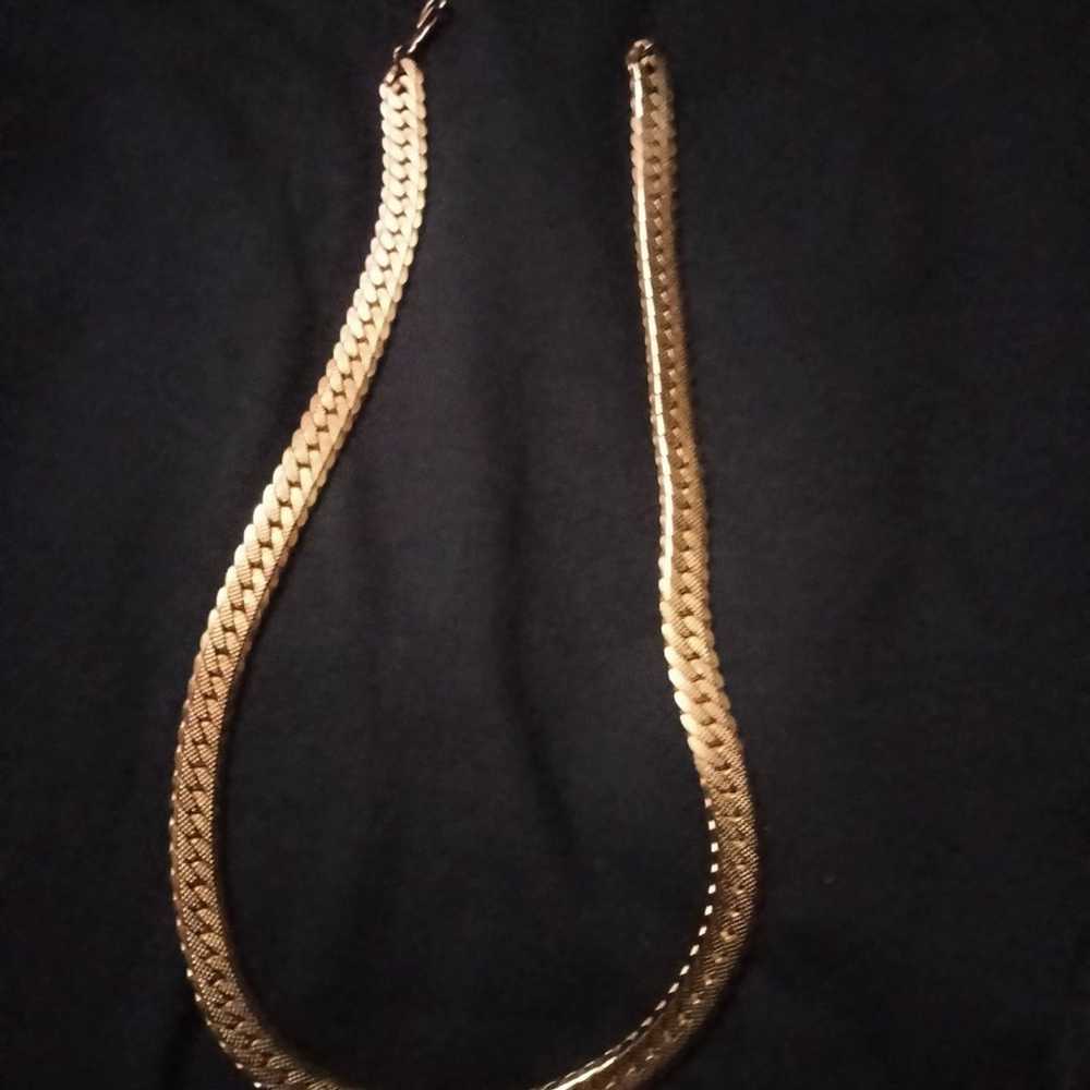 Vintage flat link gold chain - image 2