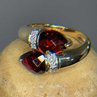 Beautiful  Art Deco 14kt gold vintage twin Garnet… - image 1