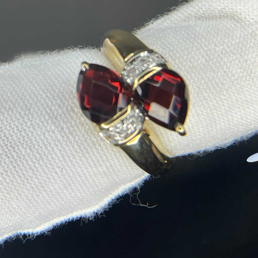 Beautiful  Art Deco 14kt gold vintage twin Garnet… - image 4