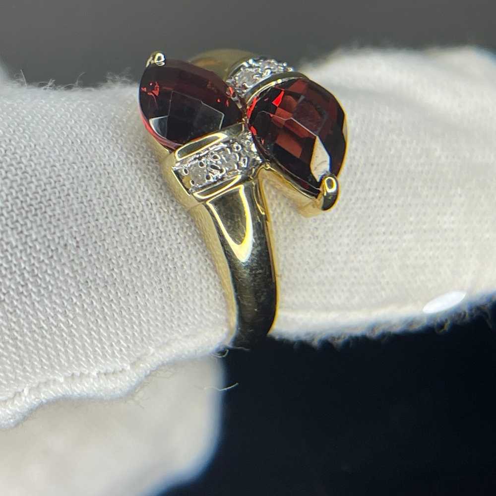 Beautiful  Art Deco 14kt gold vintage twin Garnet… - image 5