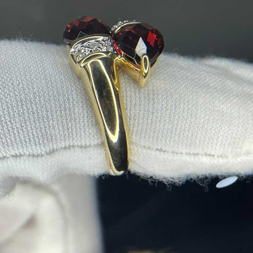 Beautiful  Art Deco 14kt gold vintage twin Garnet… - image 6