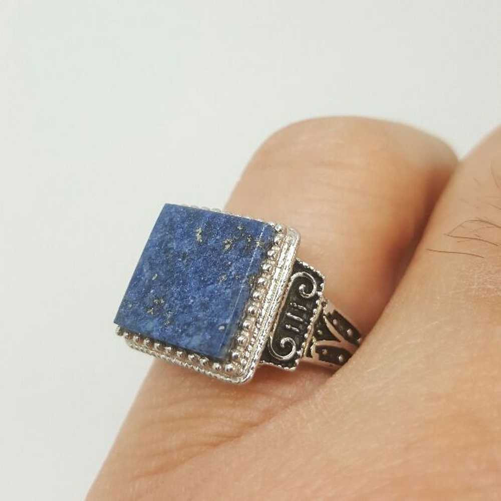 Vintage 18k White Gold Lapiz Lazuli Ring - image 1