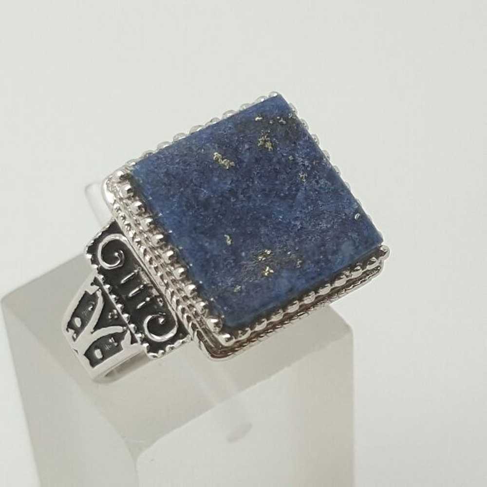 Vintage 18k White Gold Lapiz Lazuli Ring - image 2