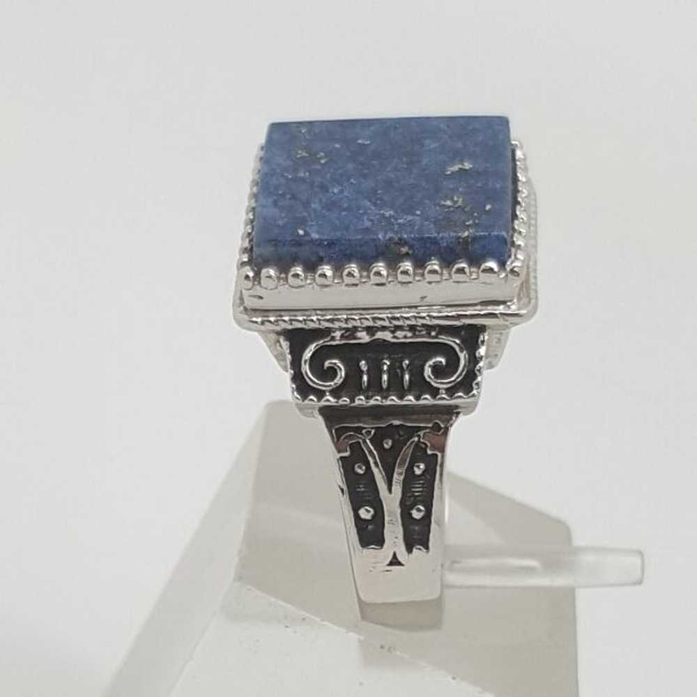 Vintage 18k White Gold Lapiz Lazuli Ring - image 3