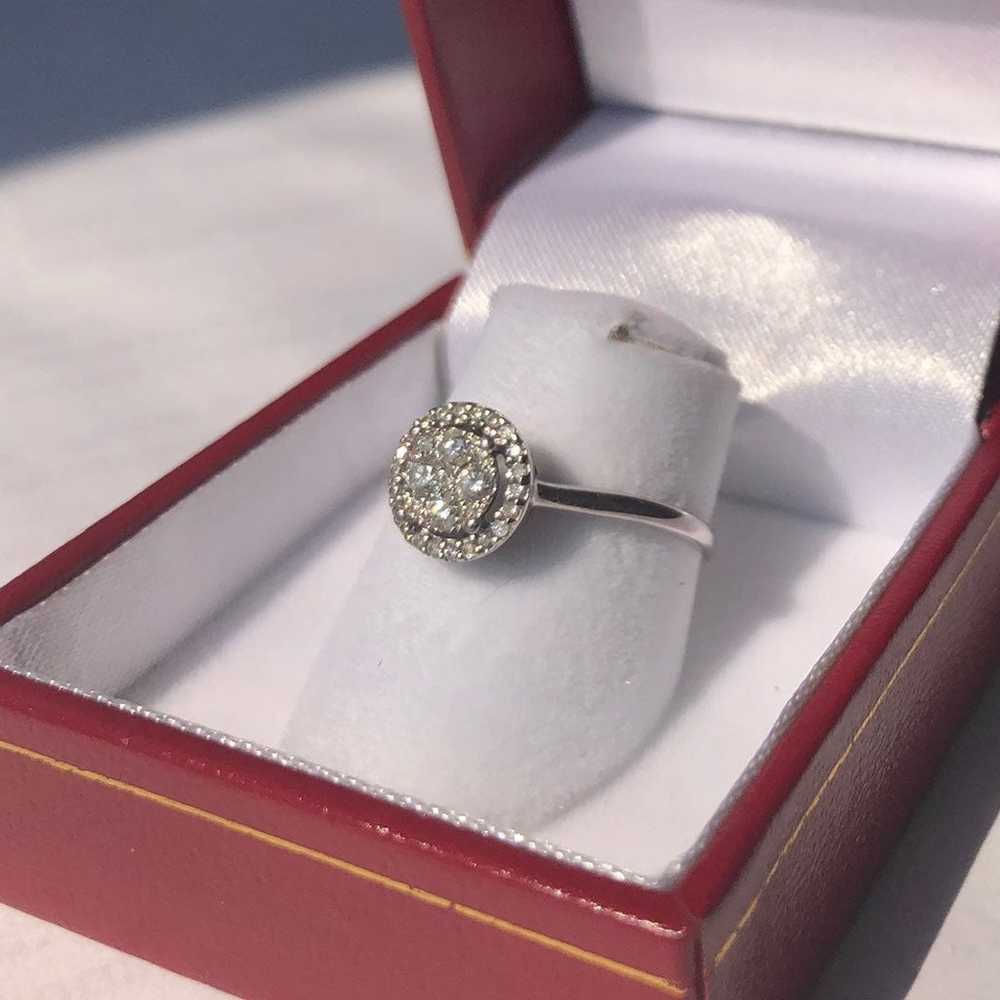 14k White Gold & Diamond Engagement Ring - image 5