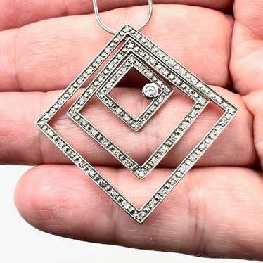 14K White Gold Womans Necklace Diamond Geometric P