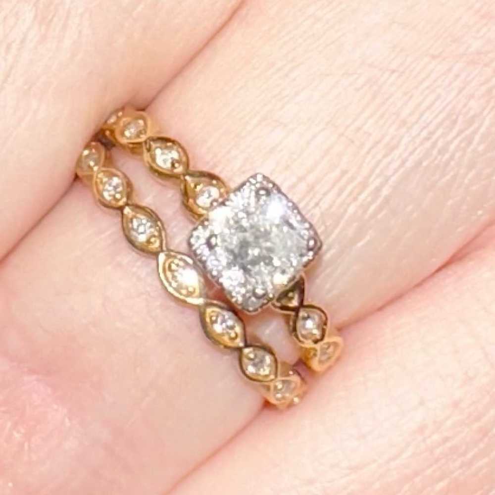 3/8 ct Diamond 10K Two-Tone Gold Ring & 1/15 ct D… - image 1