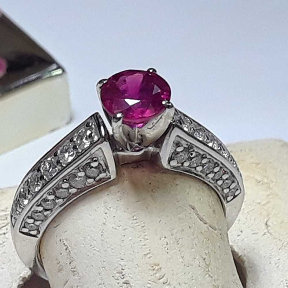 Estate 1.14ctw Natural Rd Ruby &Diamond 14Kt WG R… - image 1