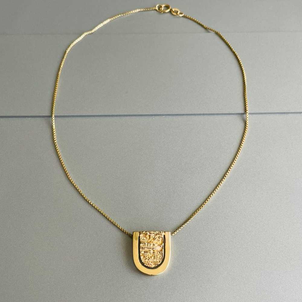 Vintage Solid 14k Gold Nugget Horseshoe Textured … - image 4