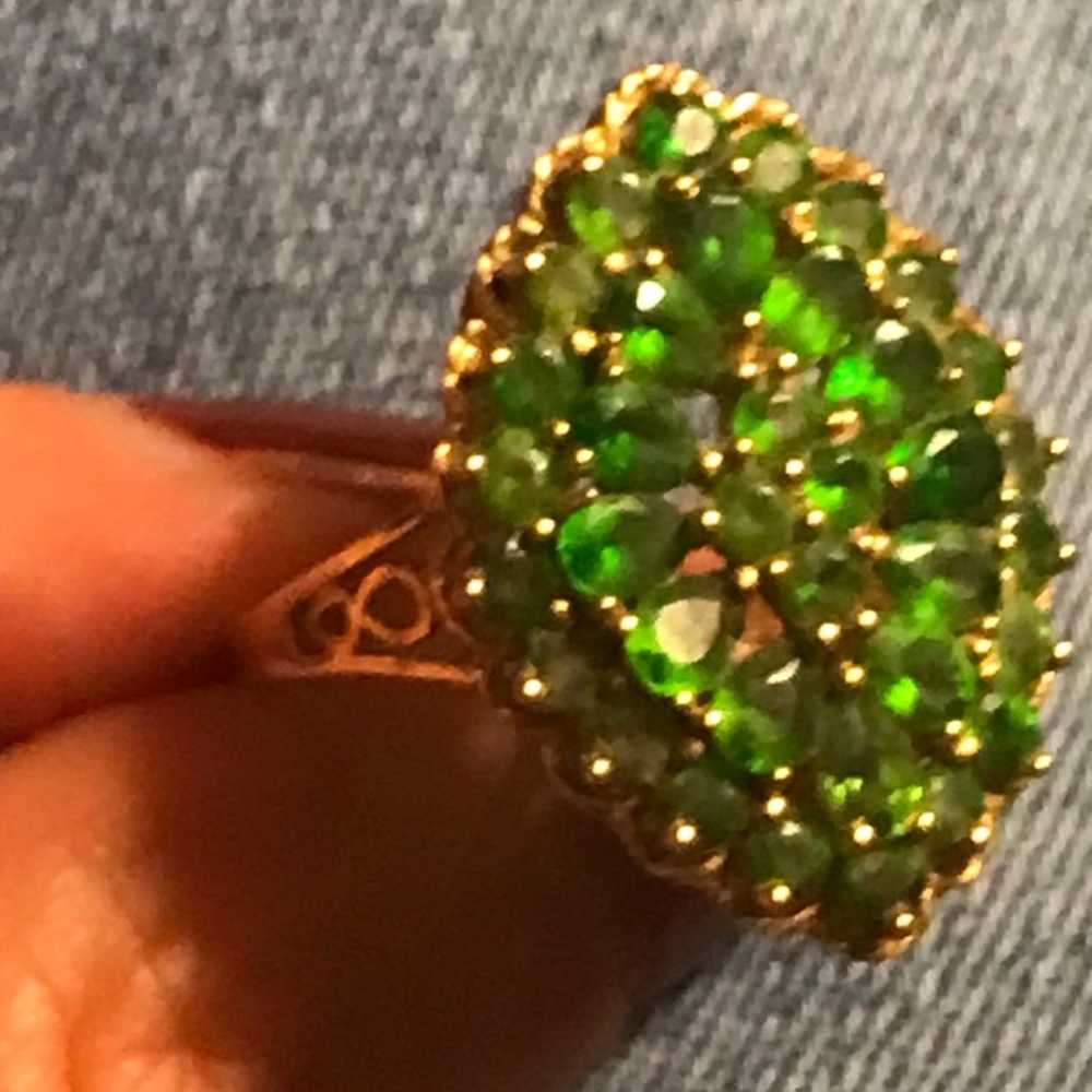 Rare 14k green garnet vintage ring - image 10