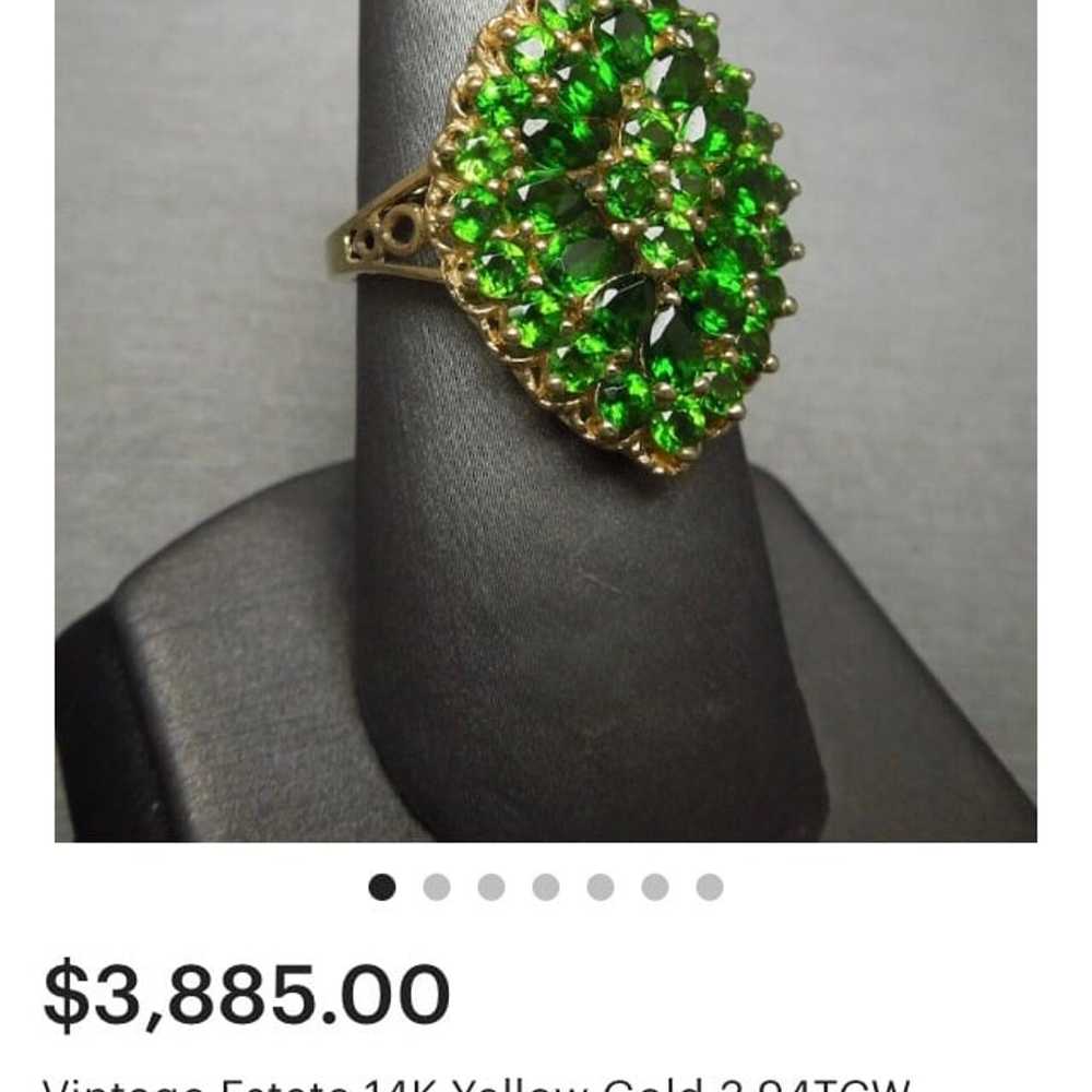 Rare 14k green garnet vintage ring - image 11